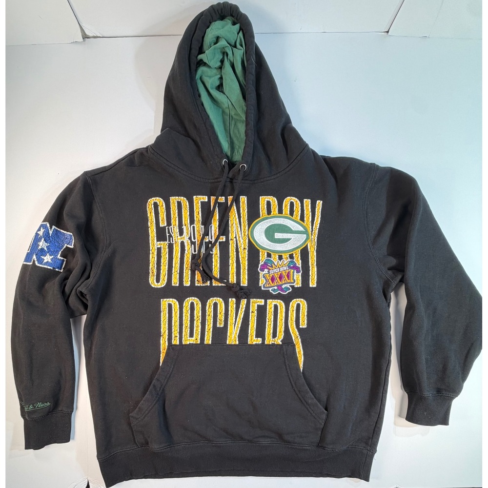 Mitchell & Ness Green Bay Packers Super Bowl XXXI Hoodie Black Mens XL